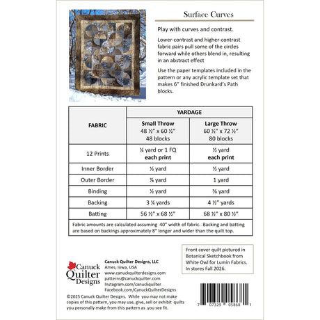 Back of the Surface Curves Downloadable Pattern by Canuck Quilter Designs 