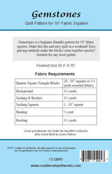 Back of the Gemstones Downloadable Pattern by Cuddle Cat Quiltworks