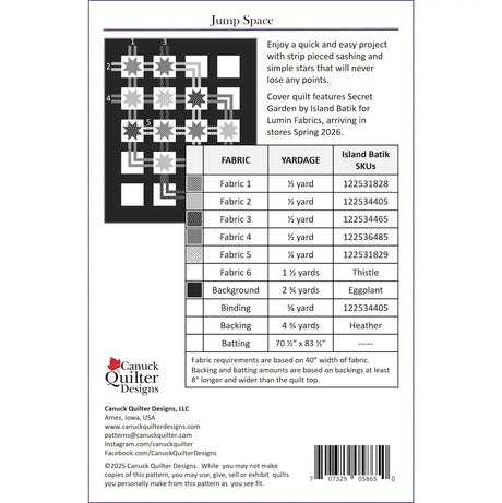 Back of the Jump Space Downloadable Pattern by Canuck Quilter Designs