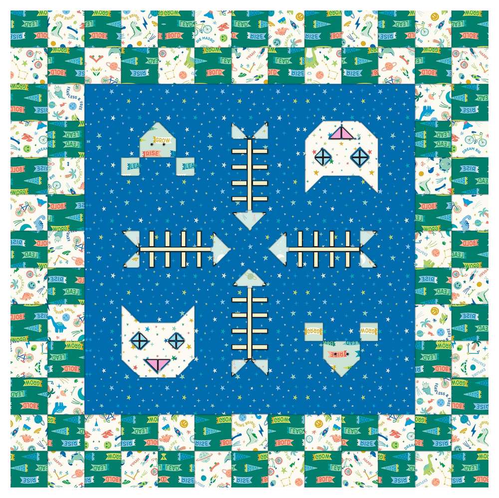 Kitty Cat Pet Mats Downloadable Pattern shown in Brave Your Way fabrics