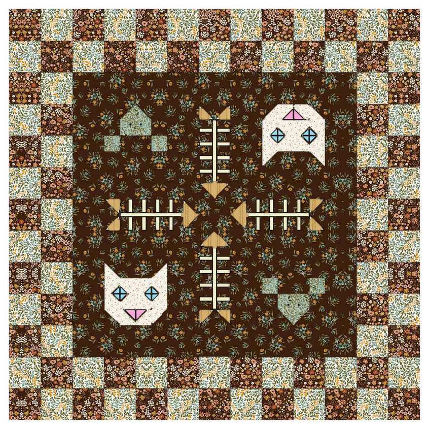 Kitty Cat Pet Mats Downloadable Pattern shown in Worth Repeating fabrics