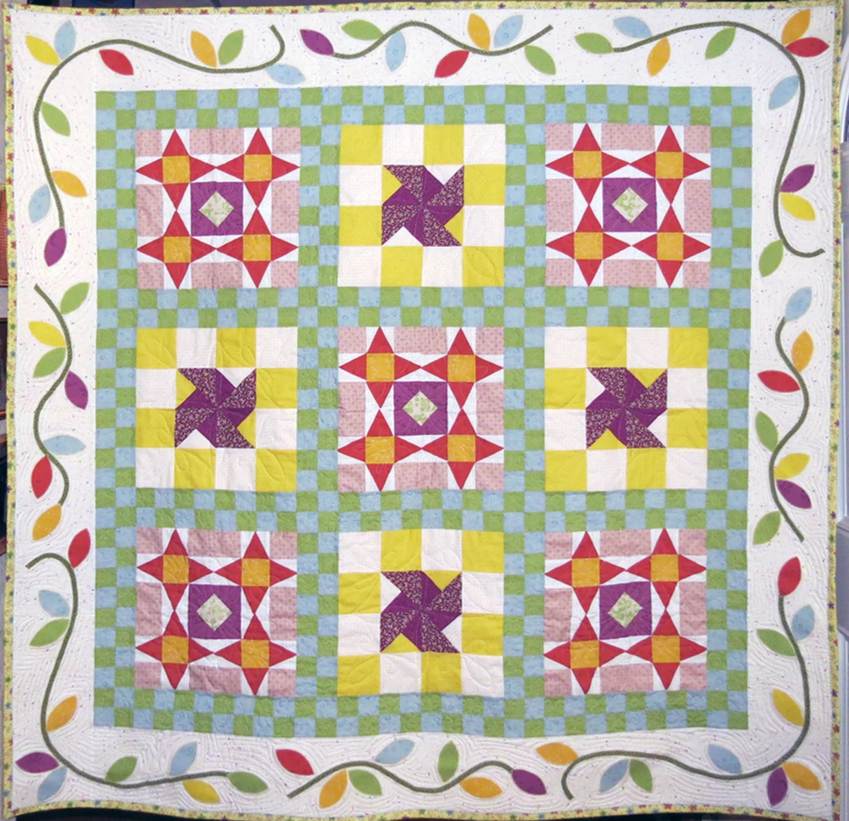 Leafy Borders Lap Quilt Downloadable Pattern by Tulip Square