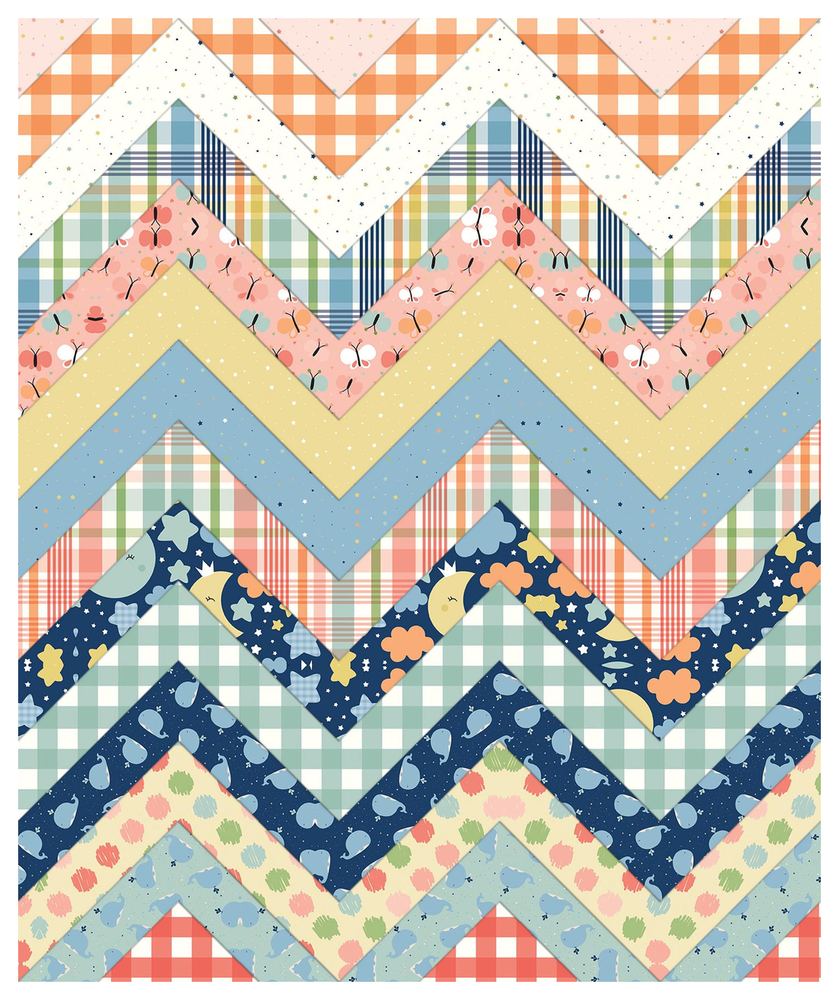 Mini Modern Quilt Bundle Pattern shown in Love You to the Moon fabrics