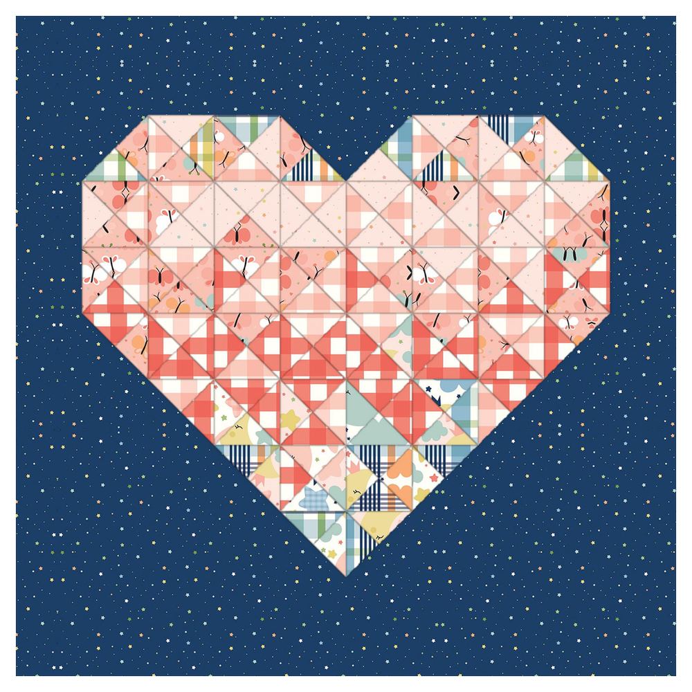 Mini Modern Quilt Bundle Pattern shown in Love You to the Moon fabrics