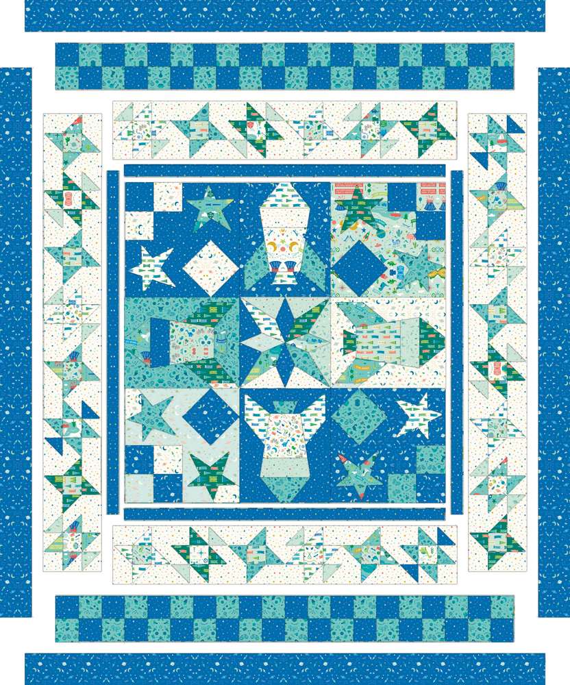 Mission to Mars Quilt Downloadable Pattern shown in Brave Your Way fabrics