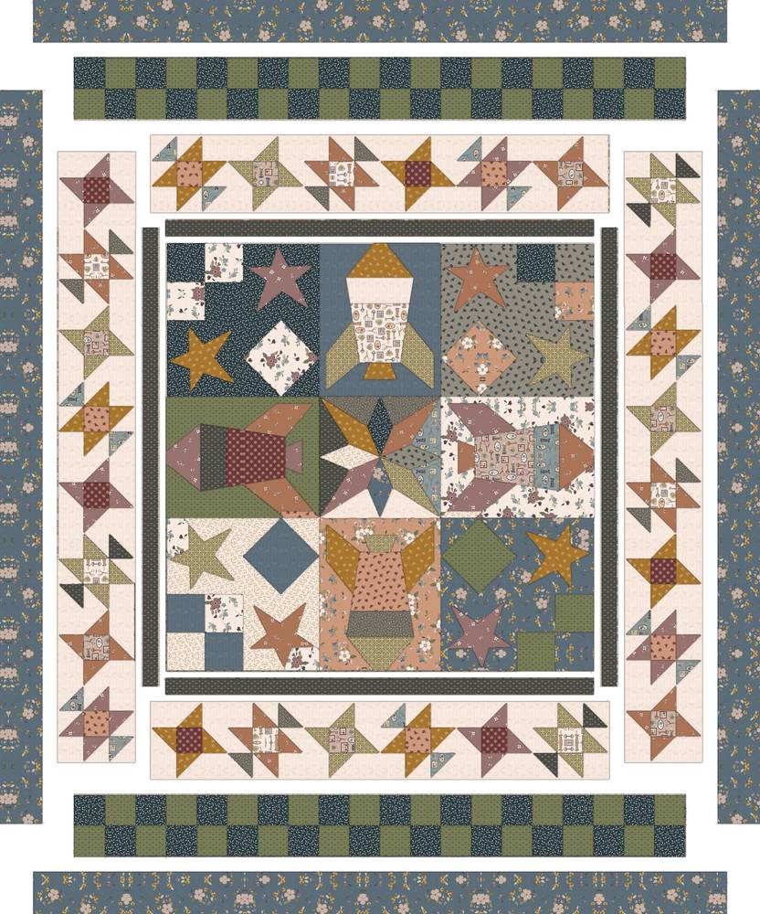 Mission to Mars Quilt Downloadable Pattern shown in Charmed & Treasured fabrics