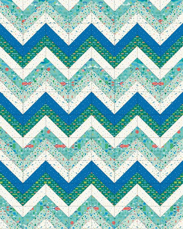 Modern Zigzag Quilt Pattern shown in Brave Your Way fabrics