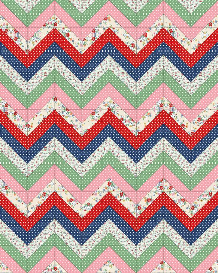 Modern Zigzag Quilt Pattern shown in Cath Kidston® Signature Collection fabrics