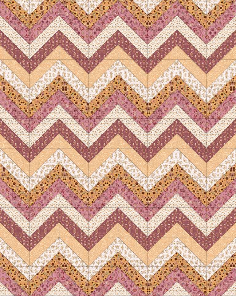 Modern Zigzag Quilt Pattern shown in Harvest on the Prairie fabrics