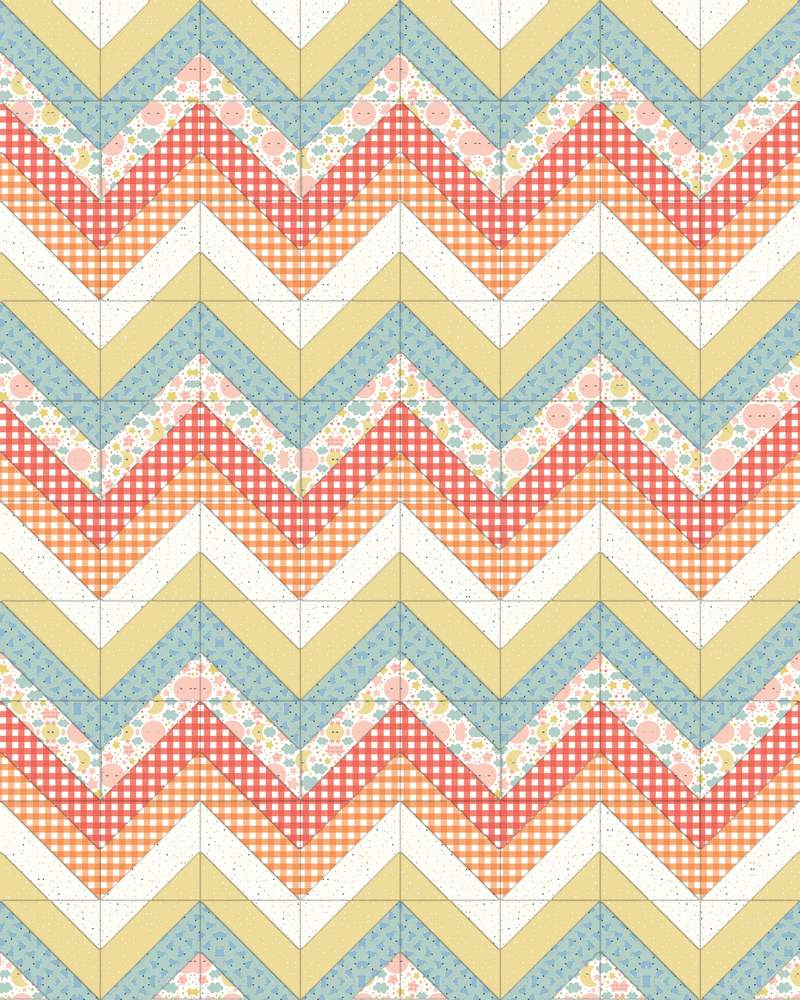 Modern Zigzag Quilt Pattern shown in Love You to the Moon fabrics