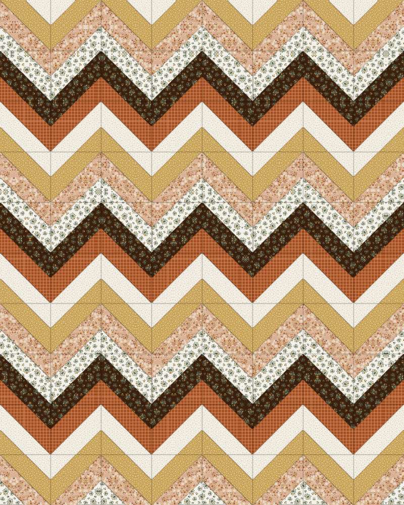 Modern Zigzag Quilt Pattern shown in Worth Repeating fabrics