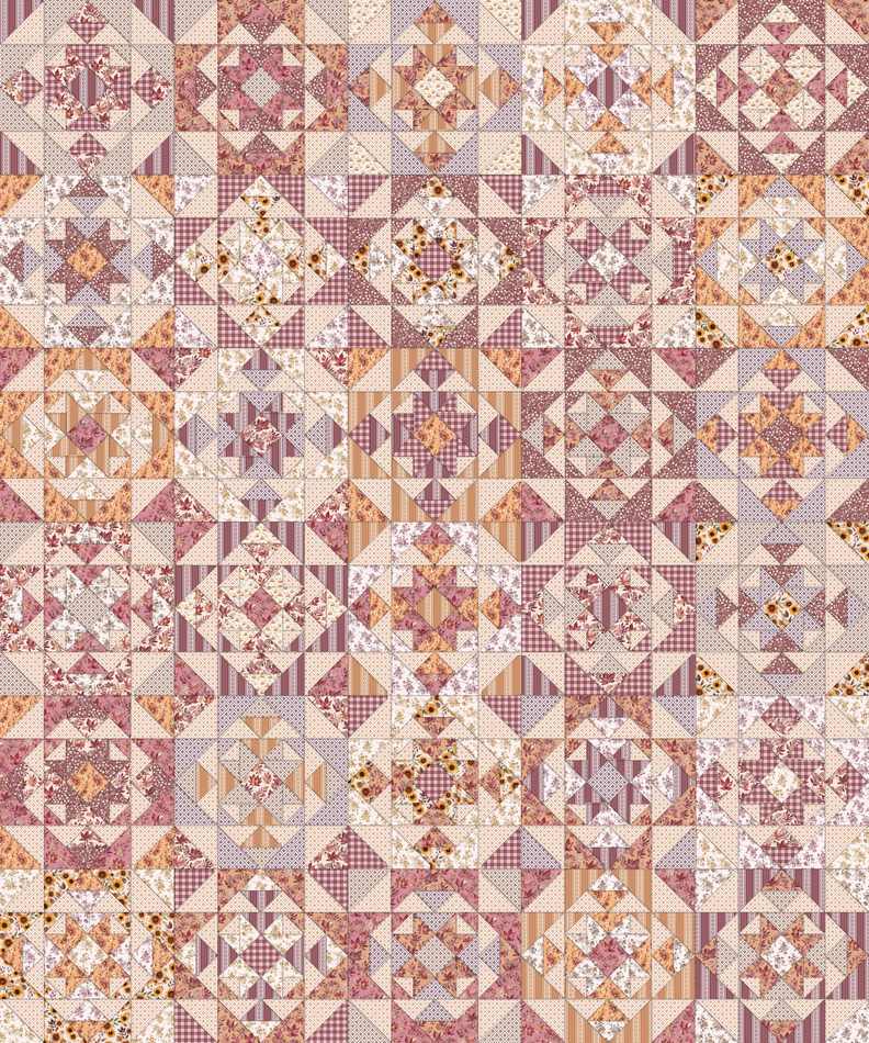 Monarch Quilt Pattern shown in Harvest on the Prairie fabrics