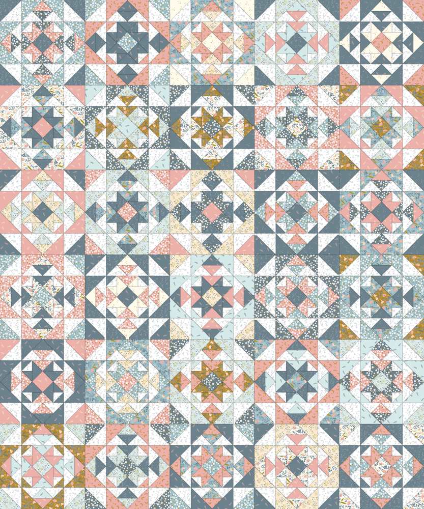 Monarch Quilt Pattern shown in Petals & Hazel fabrics