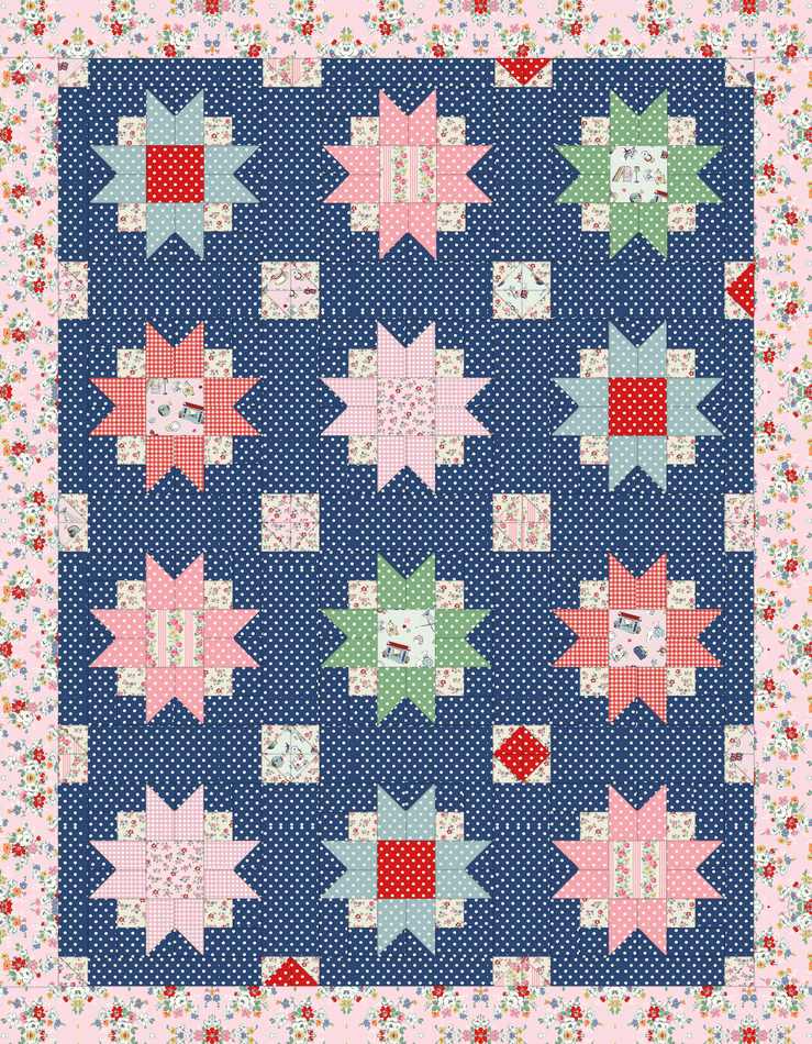 Moon Blossom Quilt Downloadable Pattern shown in Cath Kidston® Signature Collection fabrics