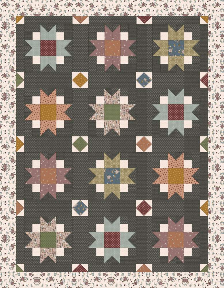 Moon Blossom Quilt Downloadable Pattern shown in Charmed & Treasured fabrics