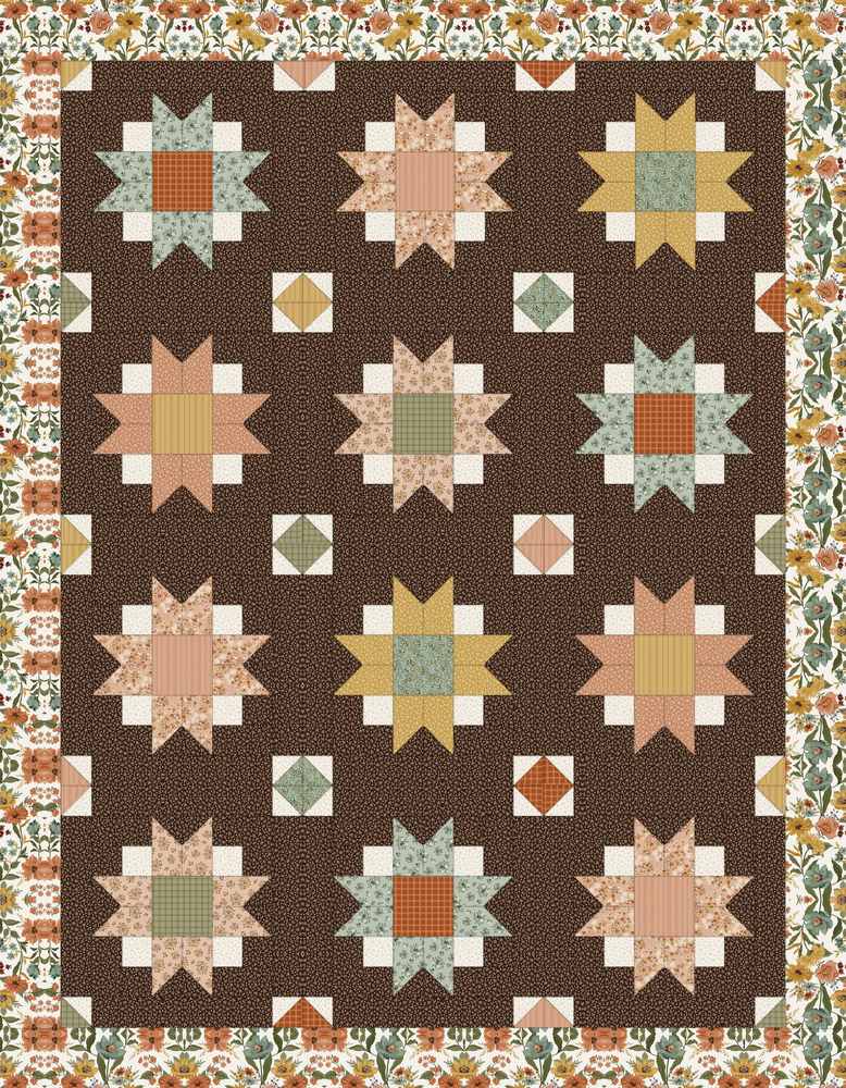 Moon Blossom Quilt Downloadable Pattern shown in Worth Repeating fabrics