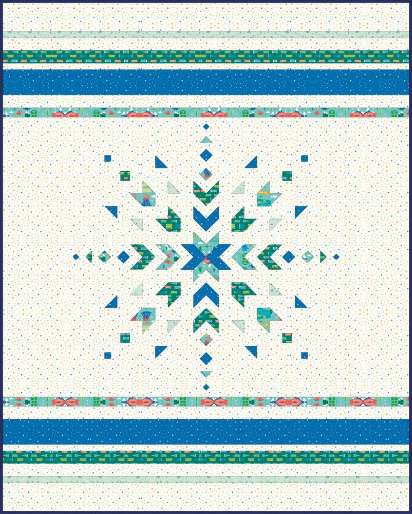 Nordic Frost Quilt Pattern shown in Brave Your Way fabrics