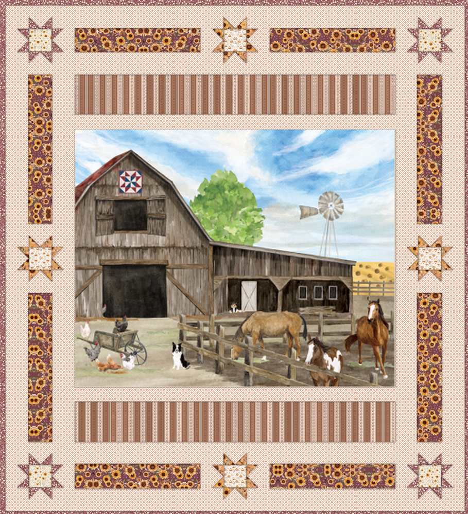 On The Ranch FREE Downloadable Pattern shown in Harvest on the Prairie fabrics