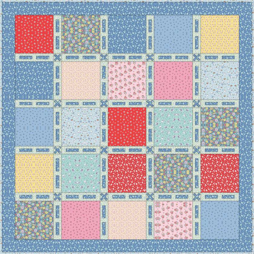 Patriotic Patchwork FREE Downloadable Pattern shown in Traditional 30's fabrics