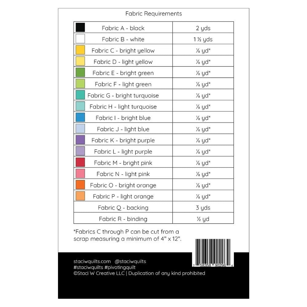 Back of the Pivoting Downloadable Pattern by Staci W Quilts