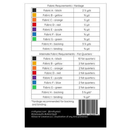 Back of the Vibrant Downloadable Pattern by Staci W Quilts