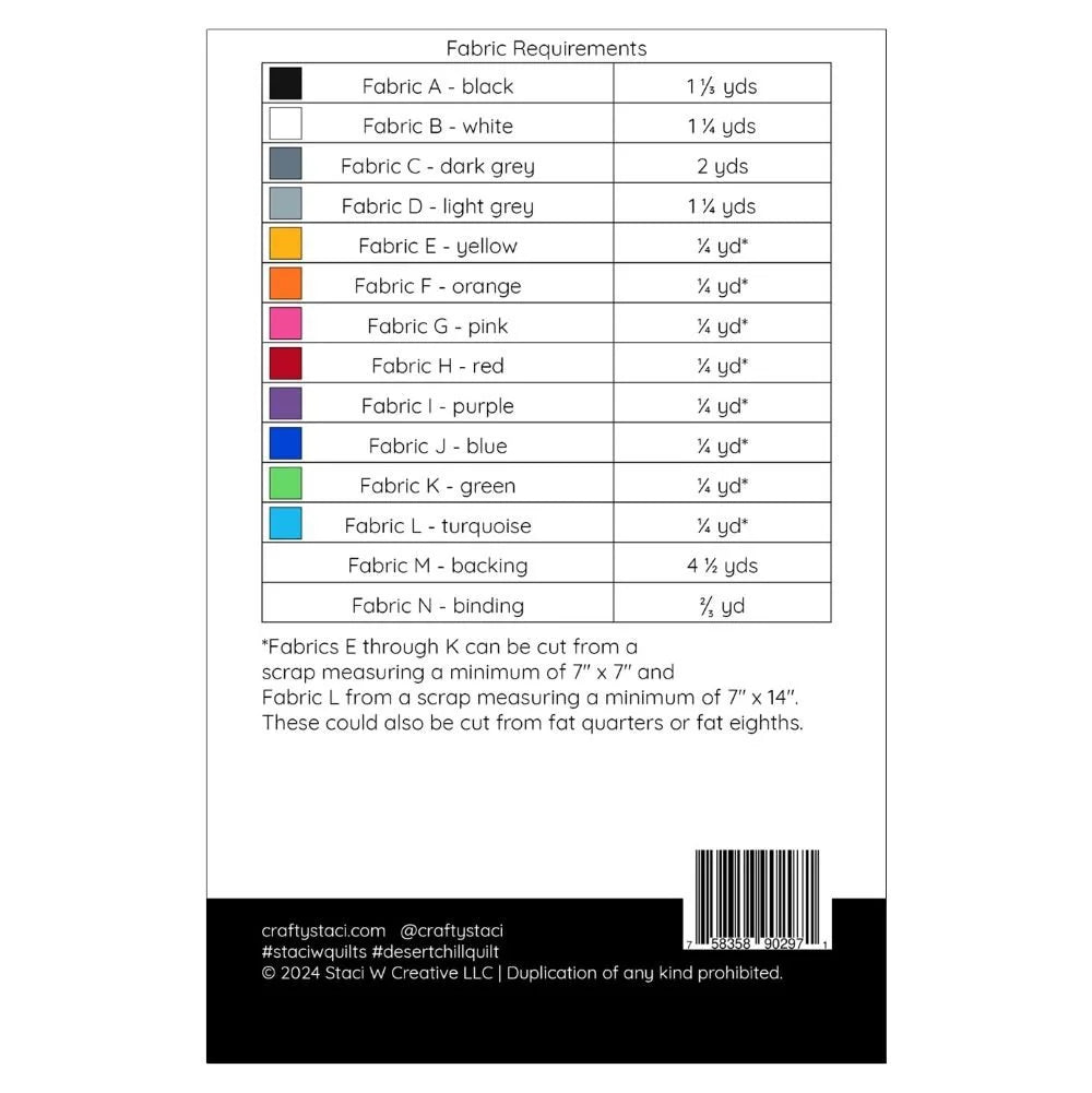 Back of the Desert Chill Downloadable Pattern by Staci W Quilts