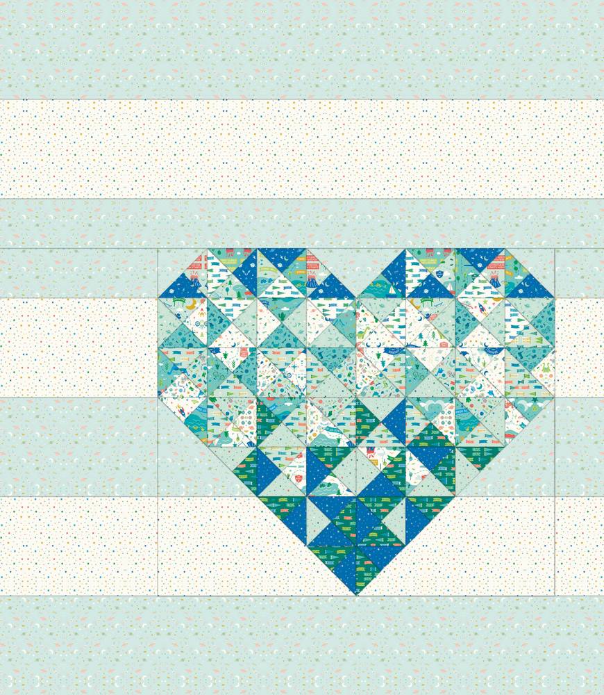 Piece & Love Quilt Pattern shown in Brave Your Way fabrics