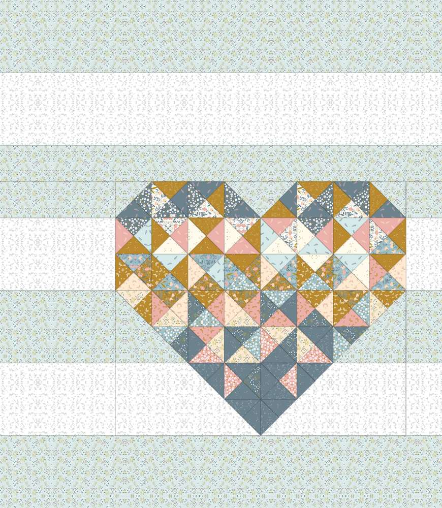Piece & Love Quilt Pattern shown in Petals & Hazel fabrics