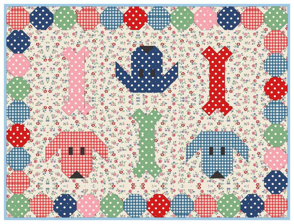 Puppy Dog Pet Mats Downloadable Pattern shown in Cath Kidston® Signature Collection fabrics
