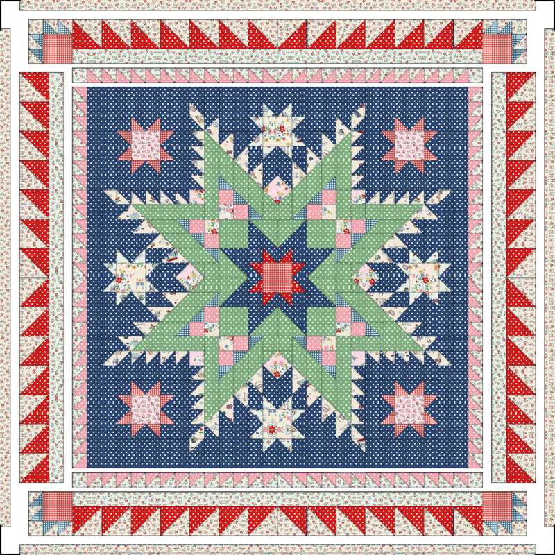 Sky Feather Quilt Downloadable Pattern shown in Cath Kidston® Signature Collection fabrics