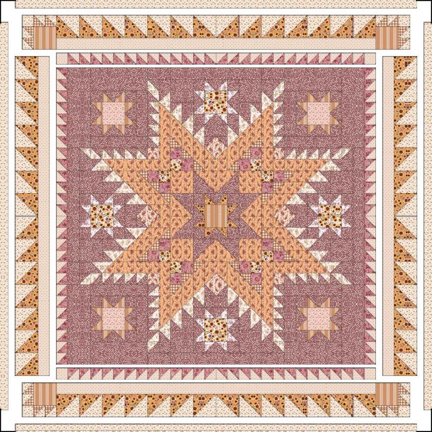 Sky Feather Quilt Downloadable Pattern shown in Harvest on the Prairie fabrics