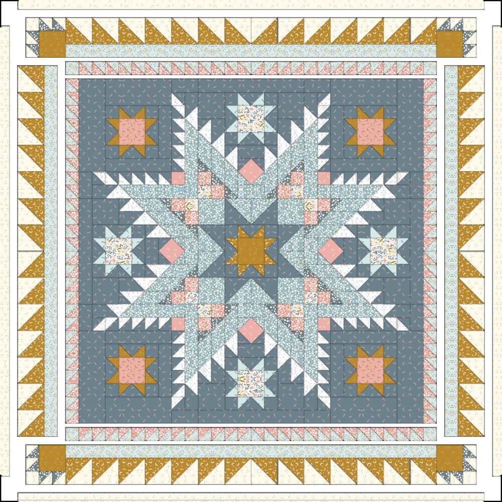 Sky Feather Quilt Downloadable Pattern shown in Petals & Hazel fabrics