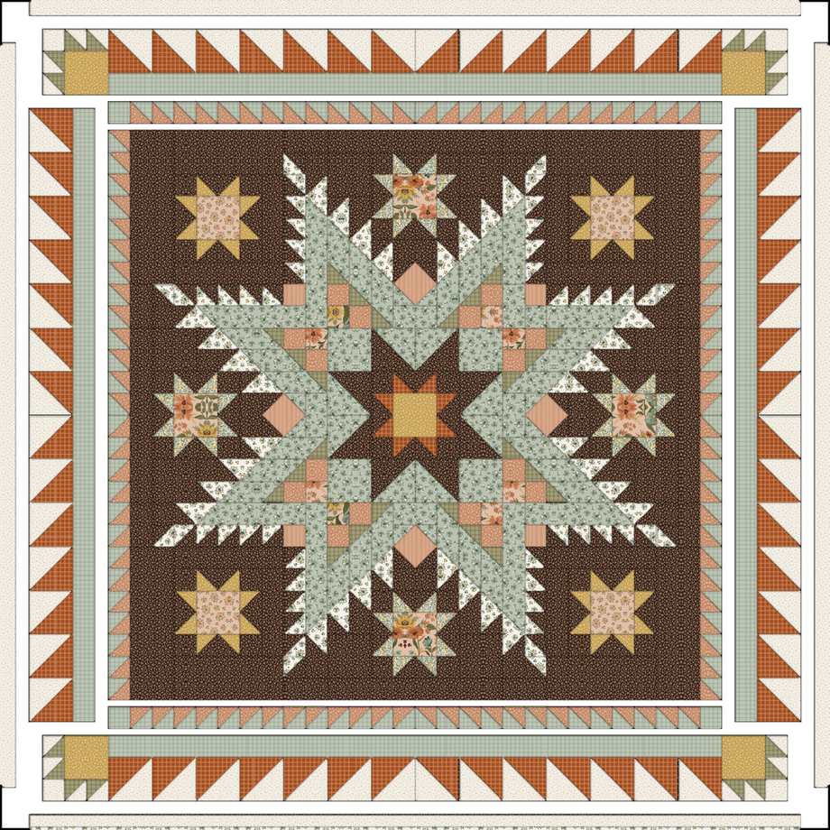 Sky Feather Quilt Downloadable Pattern shown in Worth Repeating fabrics