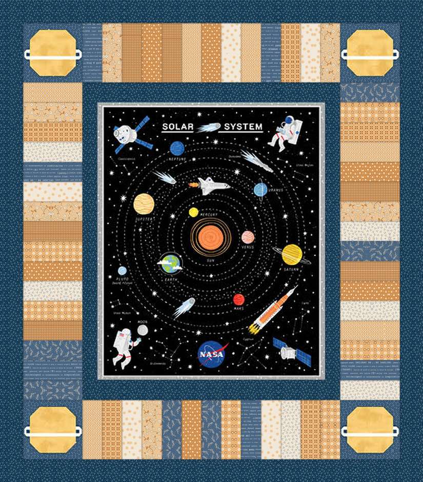 Solar System Explorer FREE Downloadable Pattern shown in Denim & Daisy fabrics