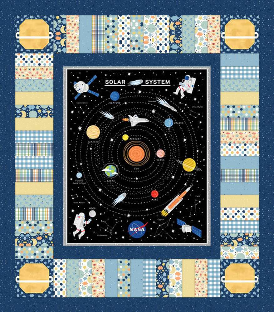 Solar System Explorer FREE Downloadable Pattern shown in Love You to the Moon fabrics