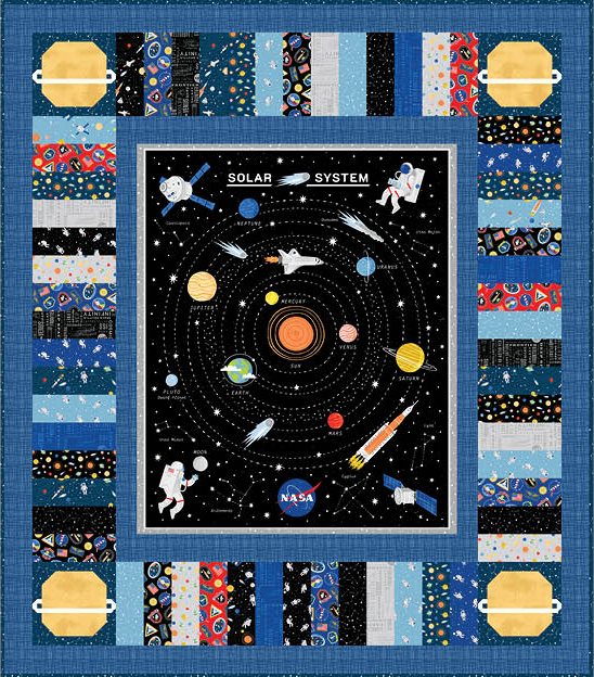 Solar System Explorer FREE Downloadable Pattern shown in Reach for the Stars with NASA fabrics