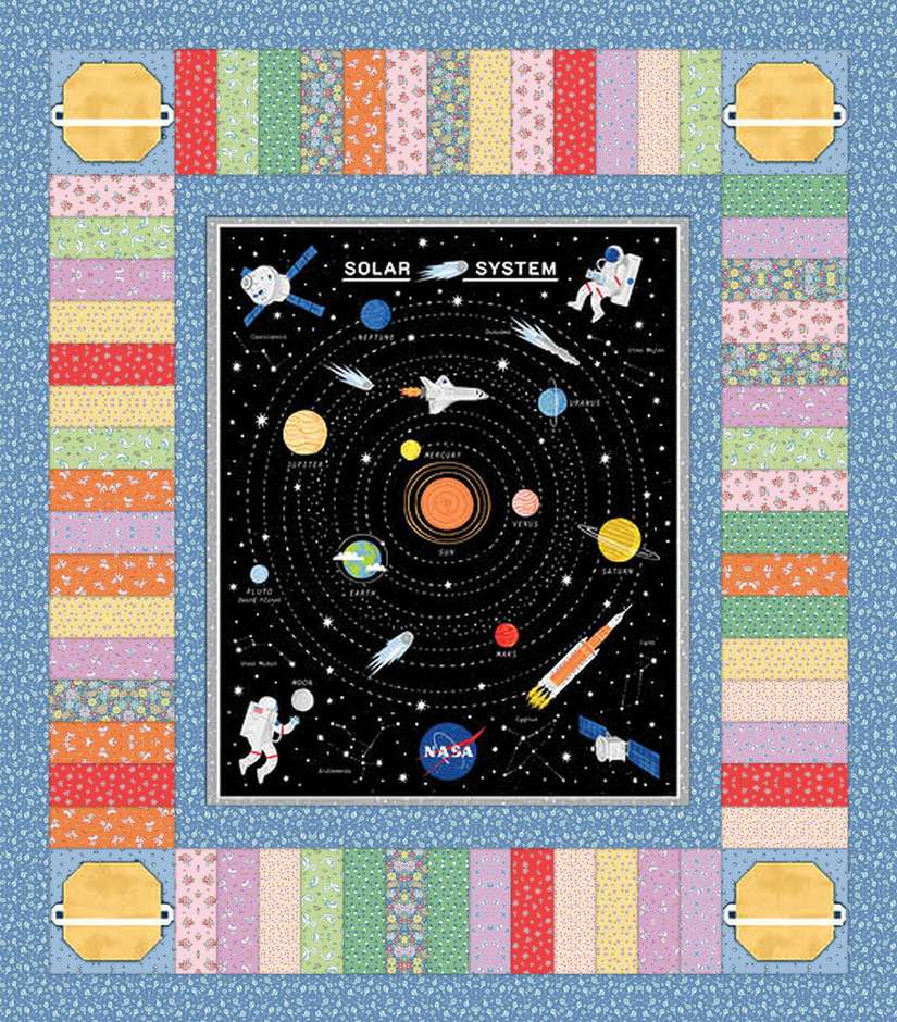 Solar System Explorer FREE Downloadable Pattern shown in Traditional 30's fabrics