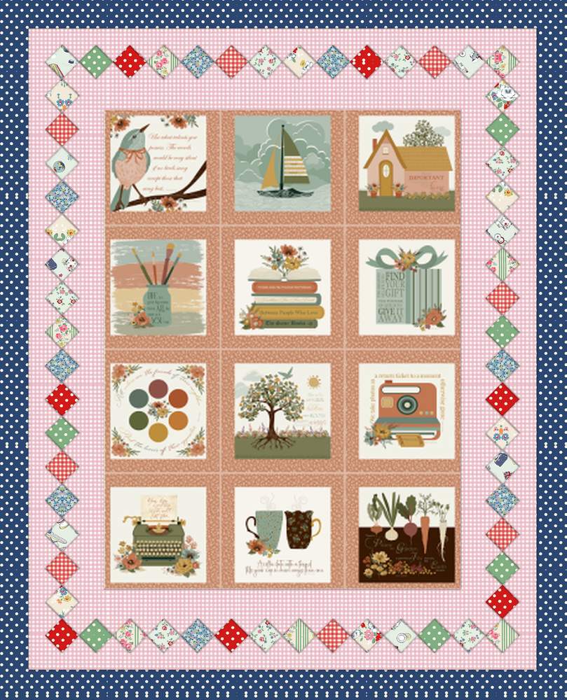 Worth Repeating Panel Quilt FREE Downloadable Pattern shown in Cath Kidston® Signature Collection fabrics