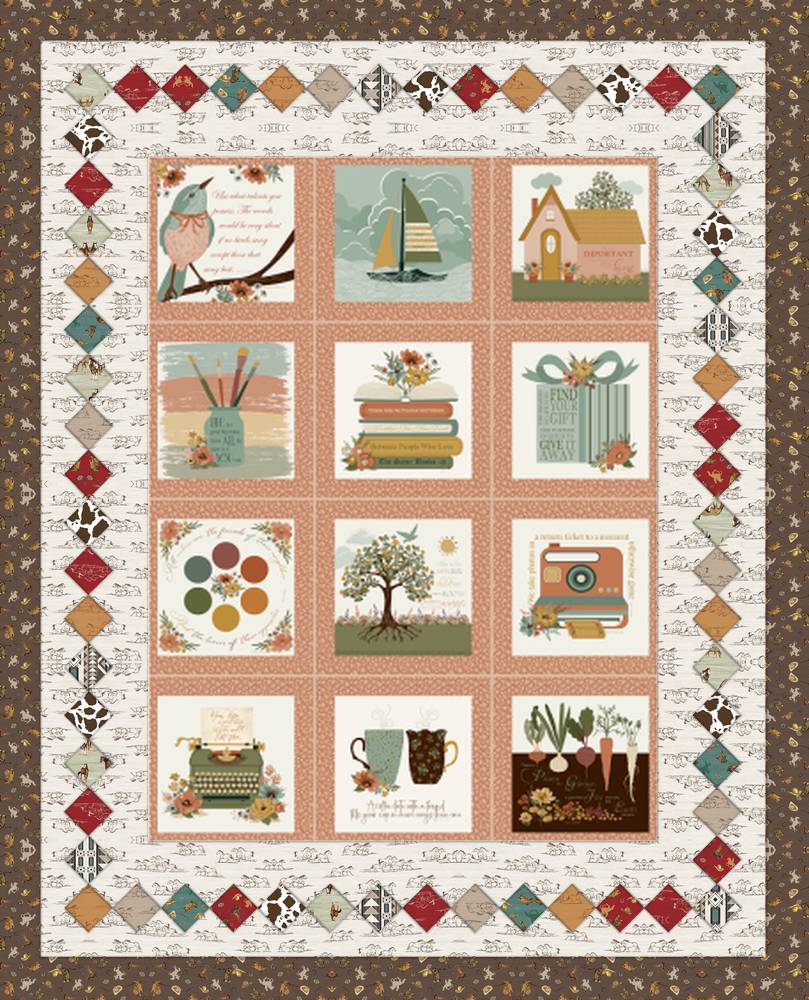 Worth Repeating Panel Quilt FREE Downloadable Pattern shown in The Homestead fabrics