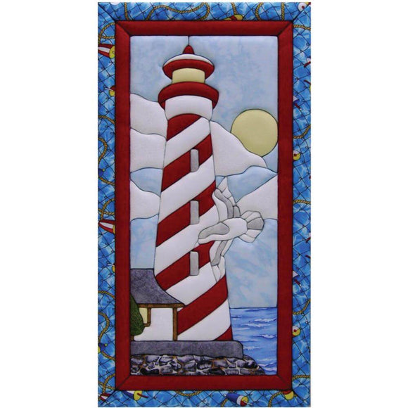 Red and white lighthouse no-sew quilt magic kit