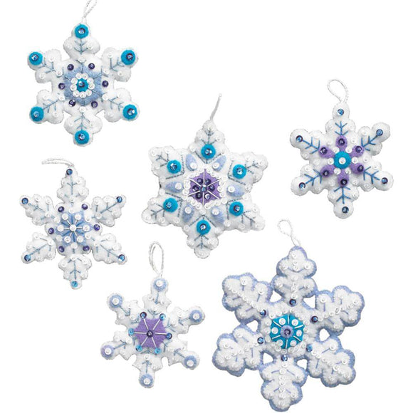 Felt applique snowflake ornaments
