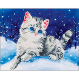 Kitten in the Snow Finished product of Diamond Dotz kit