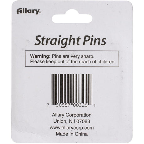 Back of the Allary Straight Pins 75/Pkg