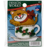 Teacup Cat felt craft kit by Design Works, shown in packaging