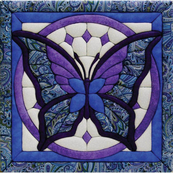 Purple butterfly no-sew wall hanging quilt kit