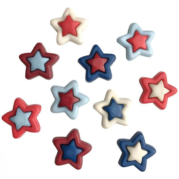 Star buttons in red white and blue