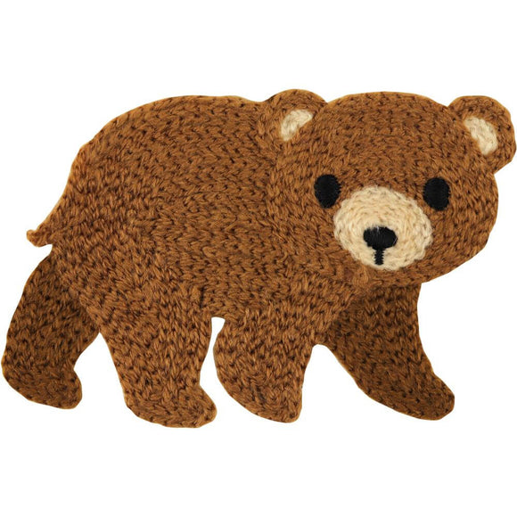 Sew on brown bear walking applique