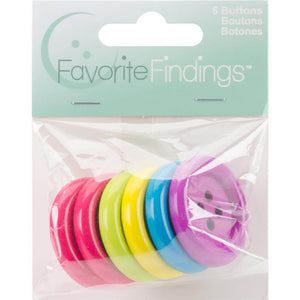 Package of 6 bright, colorful big buttons