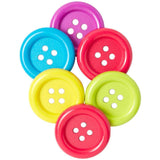 6 colorful big bright buttons in red, pink, purple, blue, yellow and green