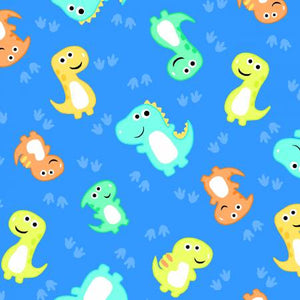 Blue Dinosaurs Comfy Flannel Fabric by A.E. Nathan